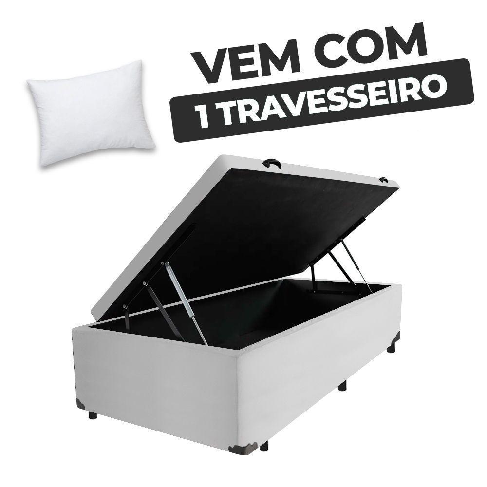 Cama Box Baú Solteiro 88x188x41cm + 1 Travesseiro Fl - Colchomax Branco Sintético - 6