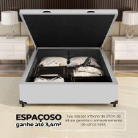 Cama Box Baú Solteiro 88x188x41cm + 1 Travesseiro Fl - Colchomax Branco Sintético