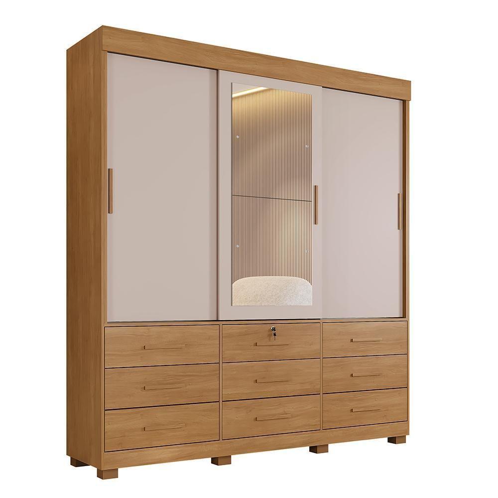 Roupeiro Turim 3 Portas E 9 Gavetas Cinamomo/off - 2