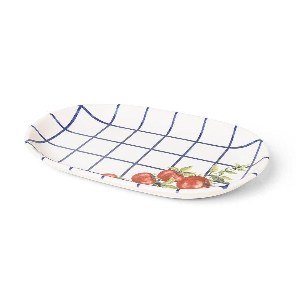 Travessa Copa E Cia Aquarelle Pomodoro E Basílico Em Cerâmica Xadrez - 1