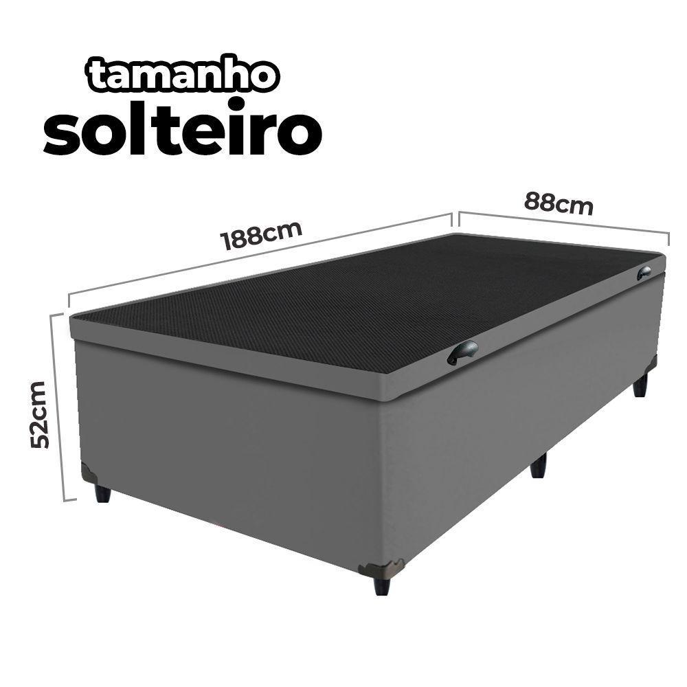 Cama Box Baú Solteiro 88x188x41cm + 1 Travesseiro Fl - Colchomax Cinza Sintético - 2