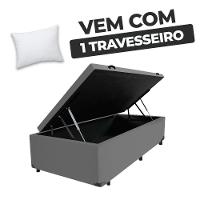 Cama Box Baú Solteiro 88x188x41cm + 1 Travesseiro Fl - Colchomax Cinza Sintético - 6