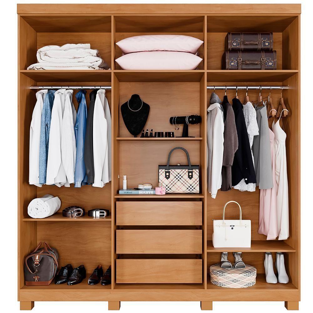 Roupeiro Verona 6 Portas 3 Gavetas Cinamomo - 2