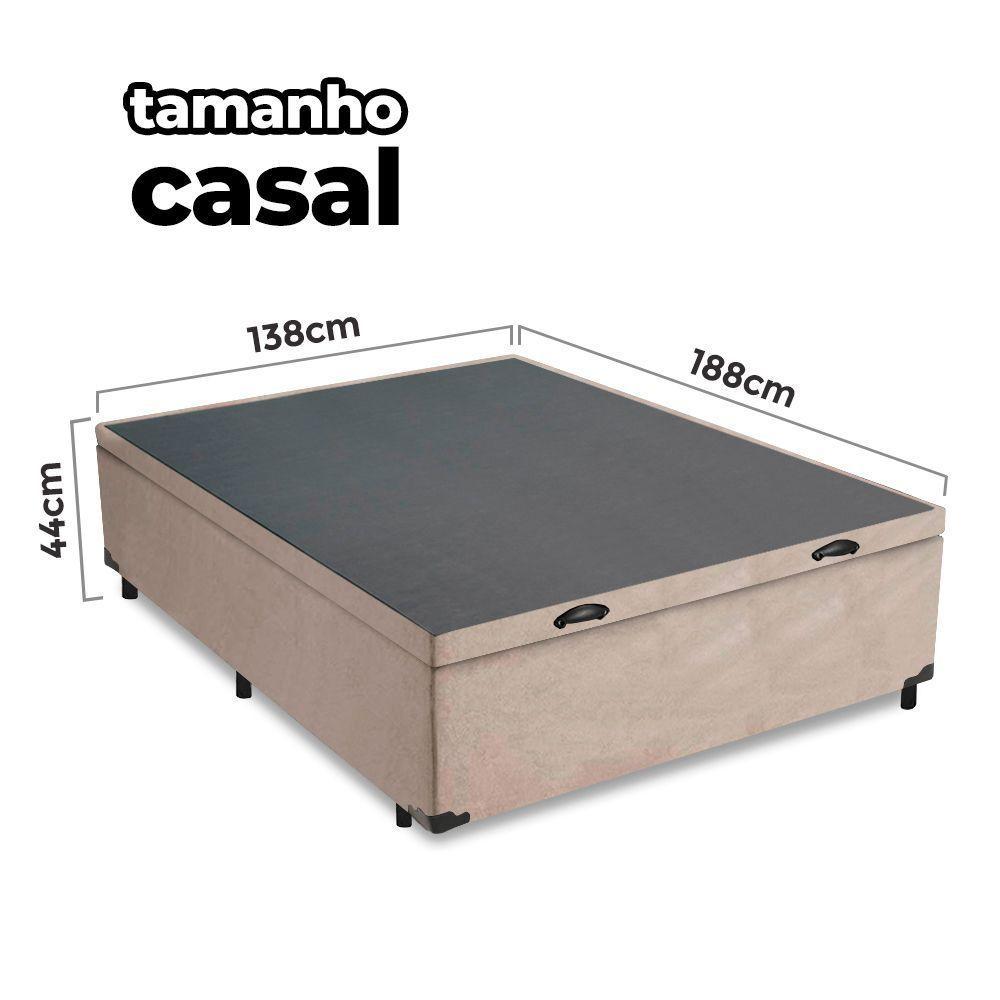 Cama Box Baú Casal 138x188x41cm + 2 Travesseiros Fl - Colchomax Bege Suede - 2