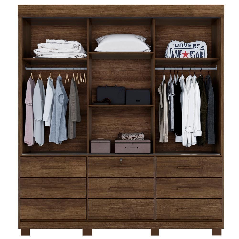 Roupeiro Turim 3 Portas E 9 Gavetas Imbuía/off - 3