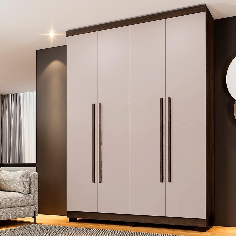 Roupeiro New Supremo 4 Portas E 3 Gavetas Imbuía/off - 1