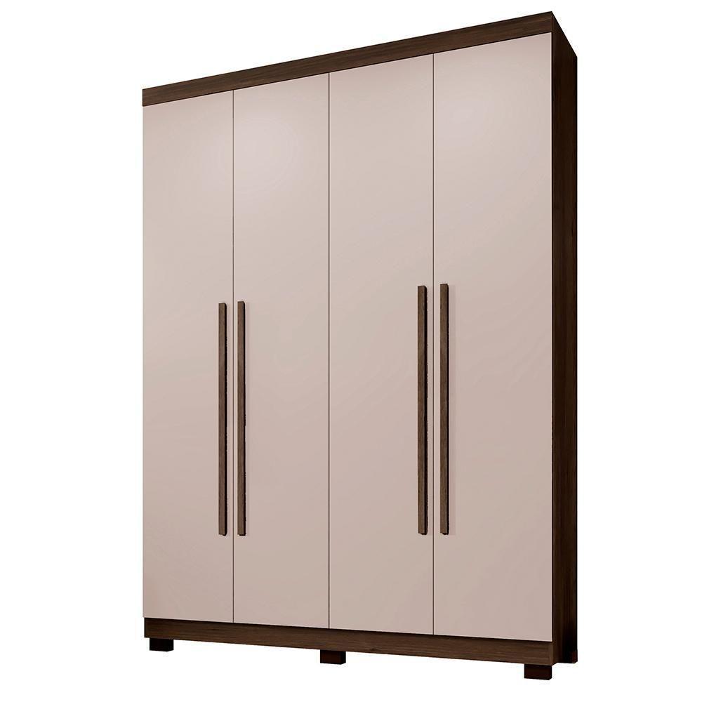 Roupeiro New Supremo 4 Portas E 3 Gavetas Imbuía/off - 2