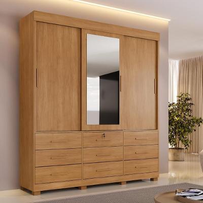 Roupeiro Turim 3 Portas E 9 Gavetas Cinamomo