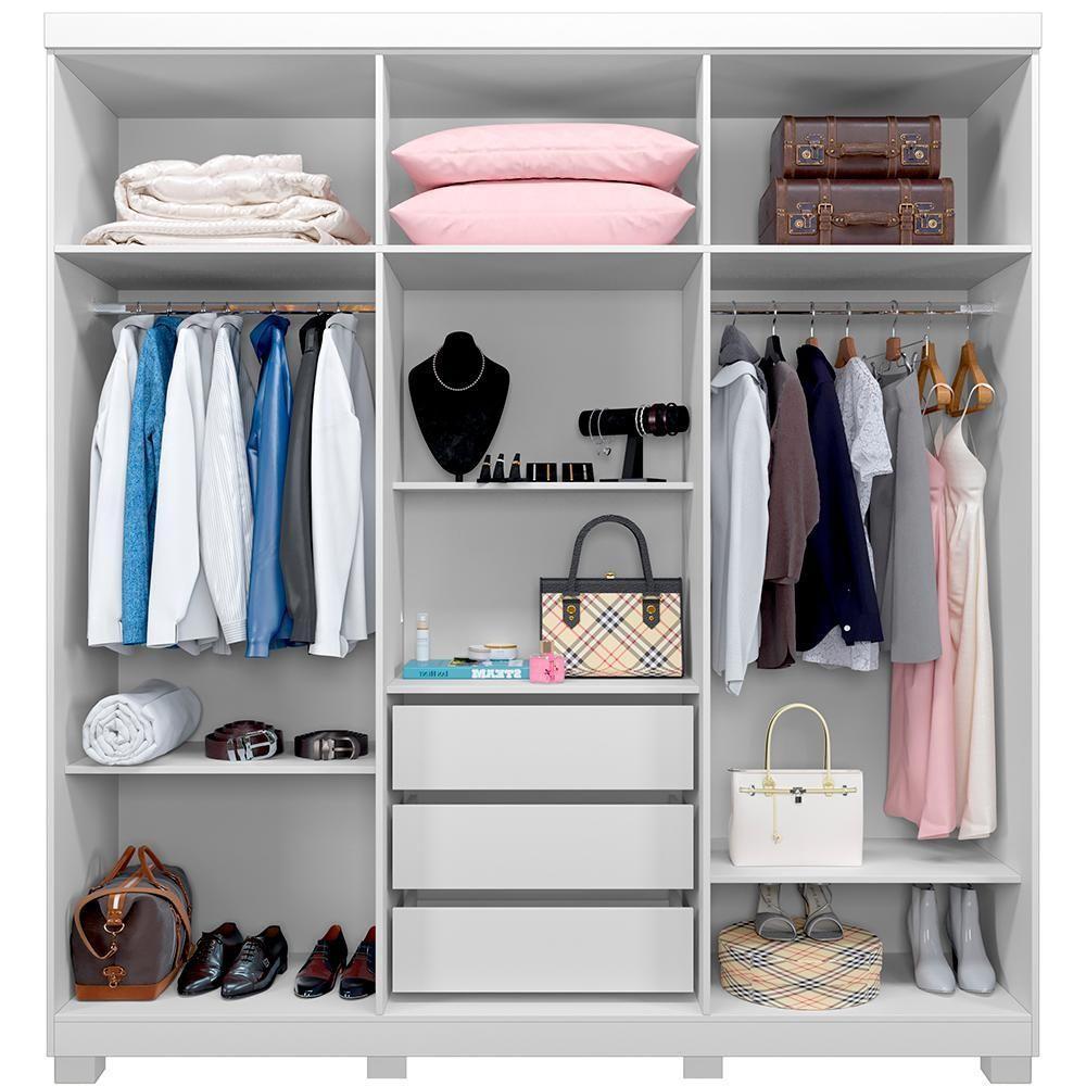 Roupeiro Verona 6 Portas 3 Gavetas Branco - 3