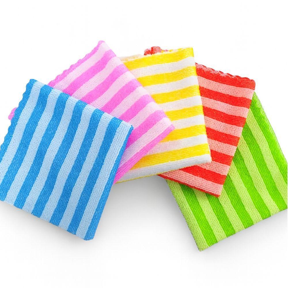 Kit 5 Panos De Microfibra 30x30cm Alta Absorção Limpeza Toalha Listrada - 1