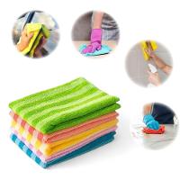 Kit 5 Panos De Microfibra 30x30cm Alta Absorção Limpeza Toalha Listrada - 5