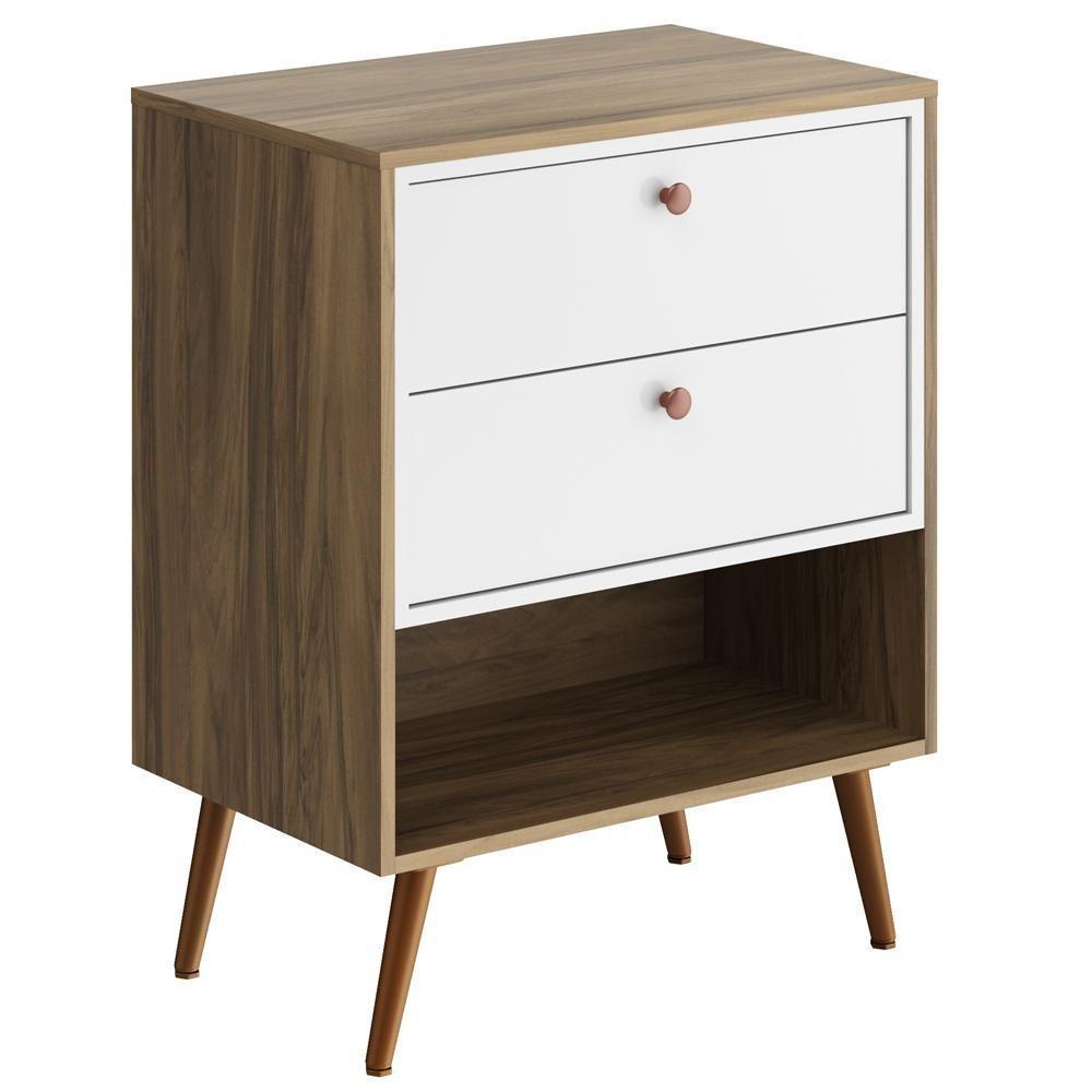 Balcão Gabinete Para Banheiro Com Pés 60cm Lionel B06 Branco Nogal - Lyam Decor - 1