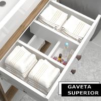 Balcão Gabinete Para Banheiro Com Pés 60cm Lionel B06 Branco Nogal - Lyam Decor - 9