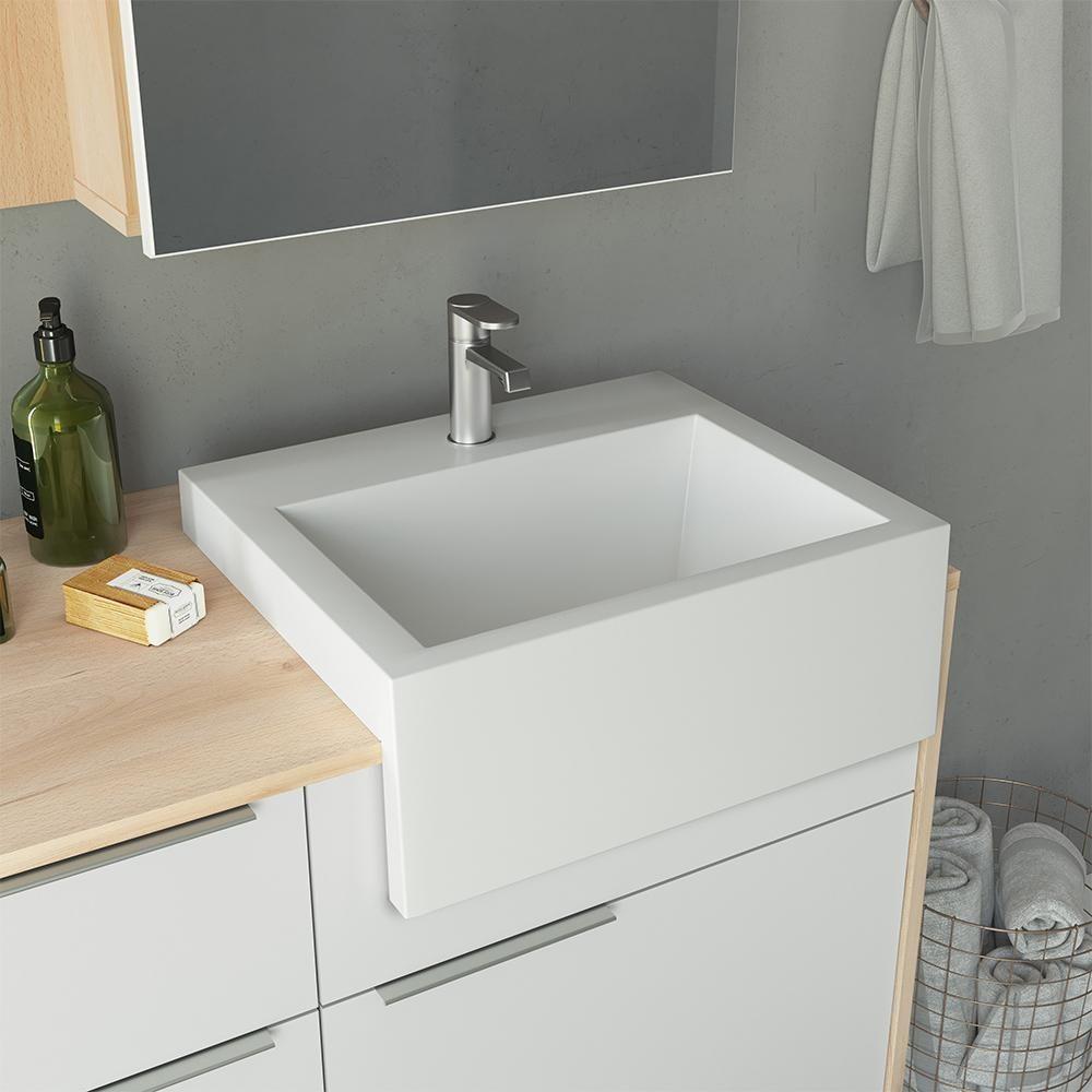 Balcão Gabinete Para Banheiro Com Pés E Cuba 80cm West B06 Branco Faia - Lyam Decor - 6