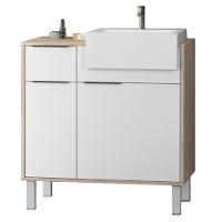 Balcão Gabinete Para Banheiro Com Pés E Cuba 80cm West B06 Branco Faia - Lyam Decor - 1