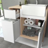 Balcão Gabinete Para Banheiro Com Pés E Cuba 80cm West B06 Branco Faia - Lyam Decor - 8