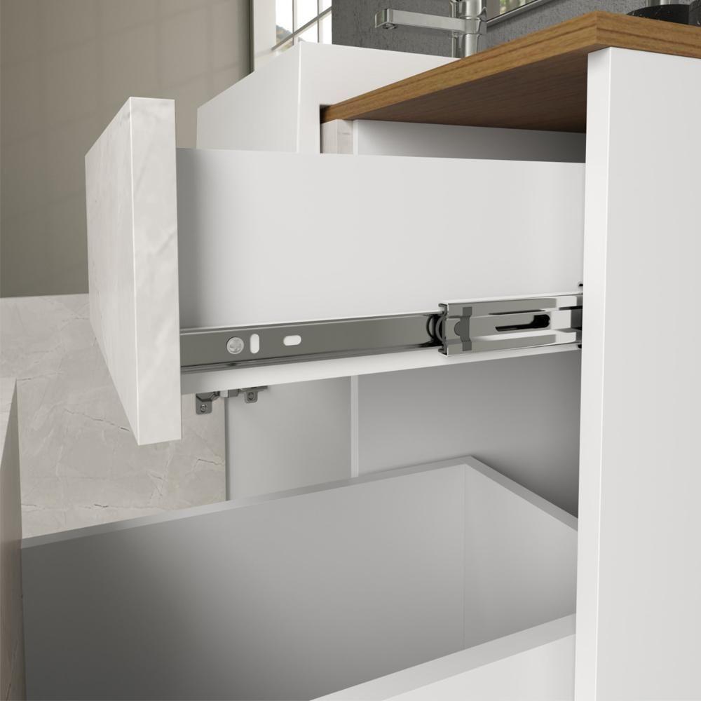 Balcão Gabinete Para Banheiro Suspenso 80cm Moira B06 Branco Cristal Noce Amêndoa - Lyam Decor - 7