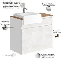 Balcão Gabinete Para Banheiro Suspenso 80cm Moira B06 Branco Cristal Noce Amêndoa - Lyam Decor - 3