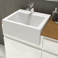 Balcão Gabinete Para Banheiro Suspenso 80cm Moira B06 Branco Cristal Noce Amêndoa - Lyam Decor - 5