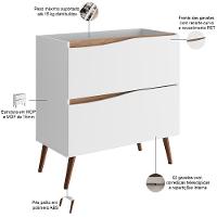 Balcão Gabinete Para Banheiro Com Pés 80cm Evie B06 Branco Tau - Lyam Decor - 3