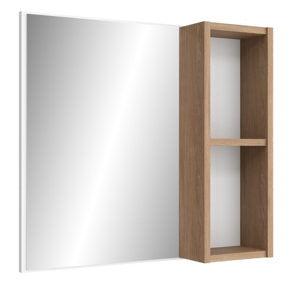 Armário Para Banheiro Com Espelho 60cm Ramona B06 Branco Carvalho - Lyam Decor - 1