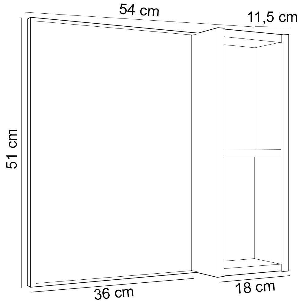 Armário Para Banheiro Com Espelho 60cm Ramona B06 Branco Carvalho - Lyam Decor - 4