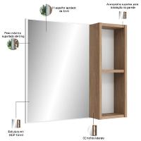 Armário Para Banheiro Com Espelho 60cm Ramona B06 Branco Carvalho - Lyam Decor - 3