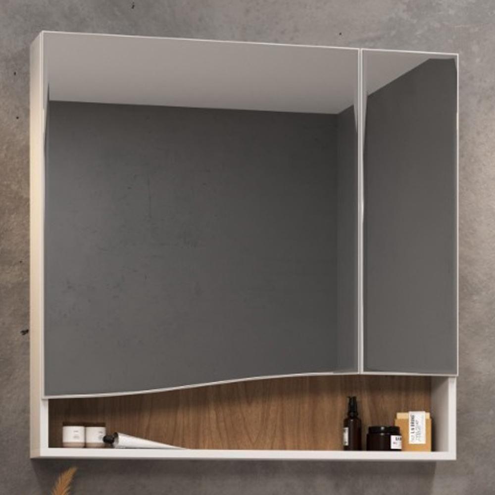 Armário Para Banheiro Com Espelho 80cm Evie B06 Branco Tau - Lyam Decor - 2