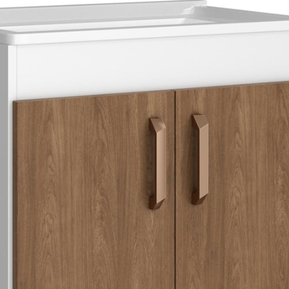 Balcão Gabinete Para Banheiro Com Pés 60cm Ramona B06 Branco Carvalho - Lyam Decor - 7