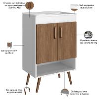 Balcão Gabinete Para Banheiro Com Pés 60cm Ramona B06 Branco Carvalho - Lyam Decor - 3
