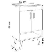 Balcão Gabinete Para Banheiro Com Pés 60cm Ramona B06 Branco Carvalho - Lyam Decor