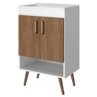 Balcão Gabinete Para Banheiro Com Pés 60cm Ramona B06 Branco Carvalho - Lyam Decor - 5