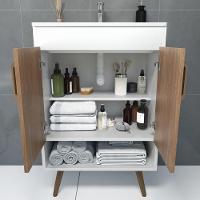 Balcão Gabinete Para Banheiro Com Pés 60cm Ramona B06 Branco Carvalho - Lyam Decor - 8