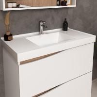 Balcão Gabinete Para Banheiro Com Pés E Lavatório 80cm Evie B06 Branco Tau - Lyam Decor - 5