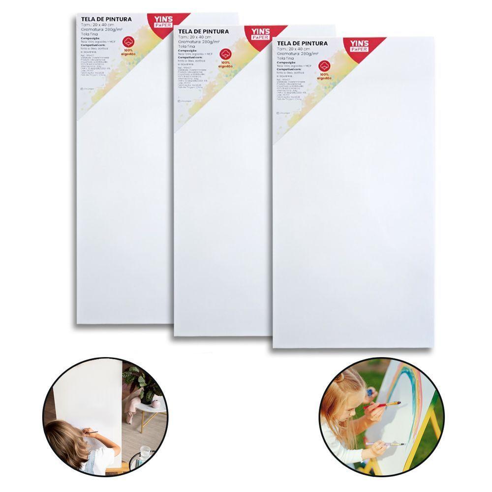 Kit 3 Telas De Pintura Fina 20x40 100% Algodão Pronta - 1