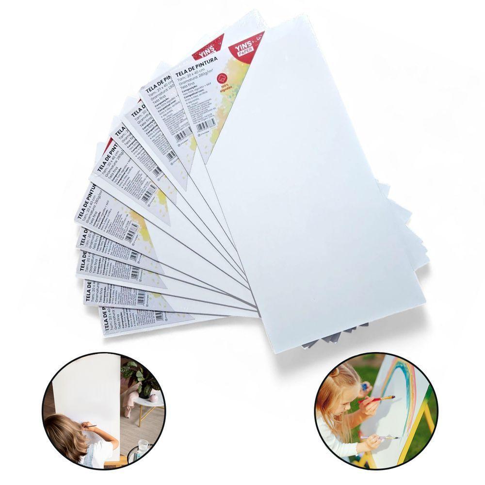 Kit 10 Telas De Pintura Fina 20x40 100% Algodão Pronta - 1