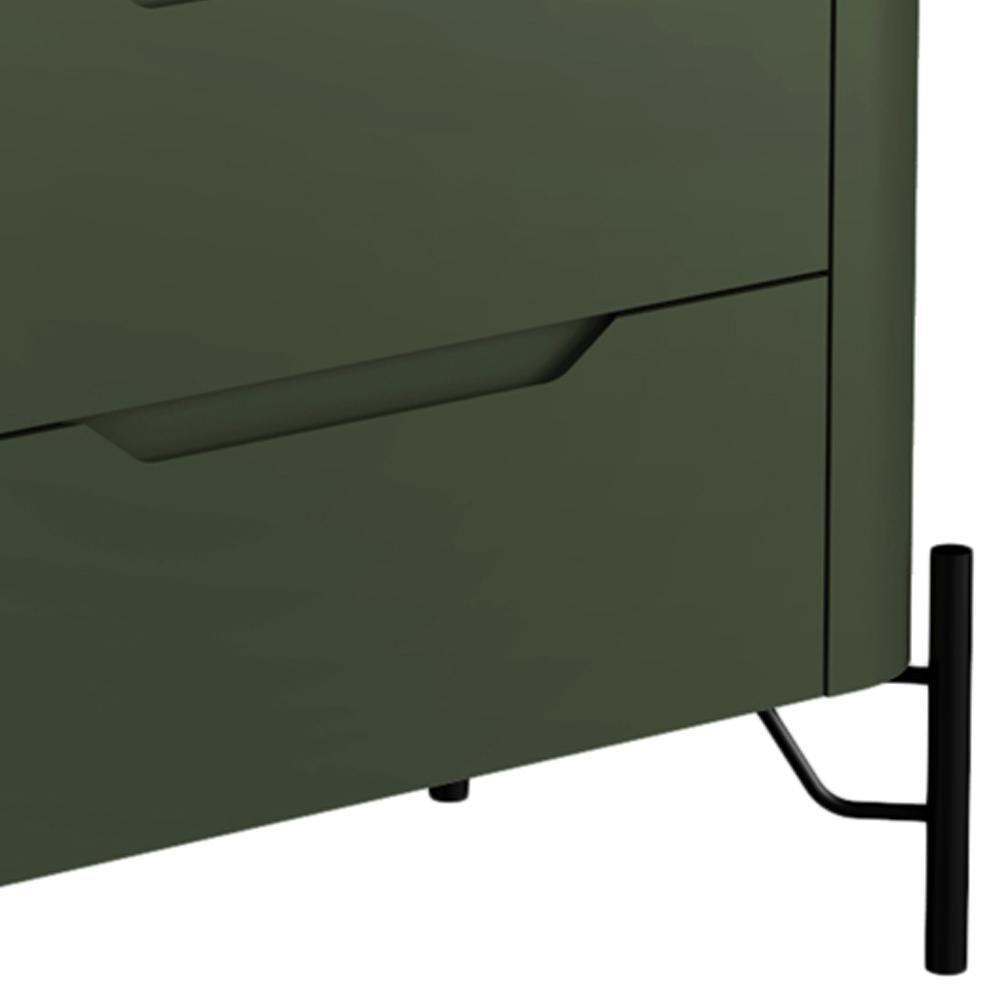 Kit 02 Mesas De Cabeceira Orgânica 3 Gavetas Pés Industrial Preto Bliss I03 Musgo - Lyam Decor - 5