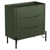 Kit 02 Mesas De Cabeceira Orgânica 3 Gavetas Pés Industrial Preto Bliss I03 Musgo - Lyam Decor