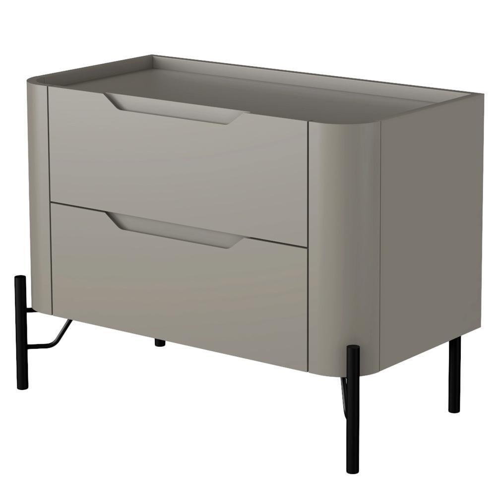 Kit 02 Mesas De Cabeceira Orgânica 2 Gavetas Pés Industrial Preto Bliss I03 Grigio - Lyam Decor - 4