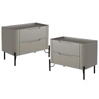 Kit 02 Mesas De Cabeceira Orgânica 2 Gavetas Pés Industrial Preto Bliss I03 Grigio - Lyam Decor - 1