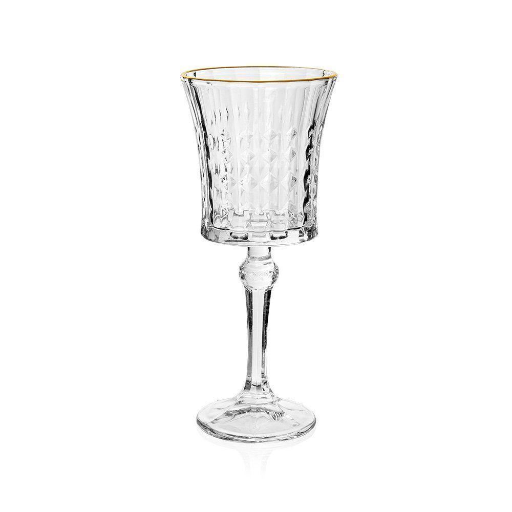 Jogo De Taças Copa E Cia 6 Peças Vitreo Com Filete Dourado 18 X 8 Cm - 5