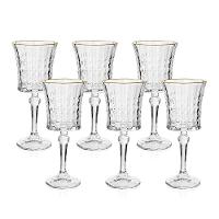 Jogo De Taças Copa E Cia 6 Peças Vitreo Com Filete Dourado 18 X 8 Cm - 1