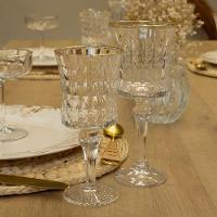 Jogo De Taças Copa E Cia 6 Peças Vitreo Com Filete Dourado 18 X 8 Cm - 2