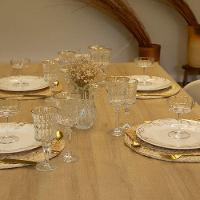 Jogo De Taças Copa E Cia 6 Peças Vitreo Com Filete Dourado 18 X 8 Cm - 3