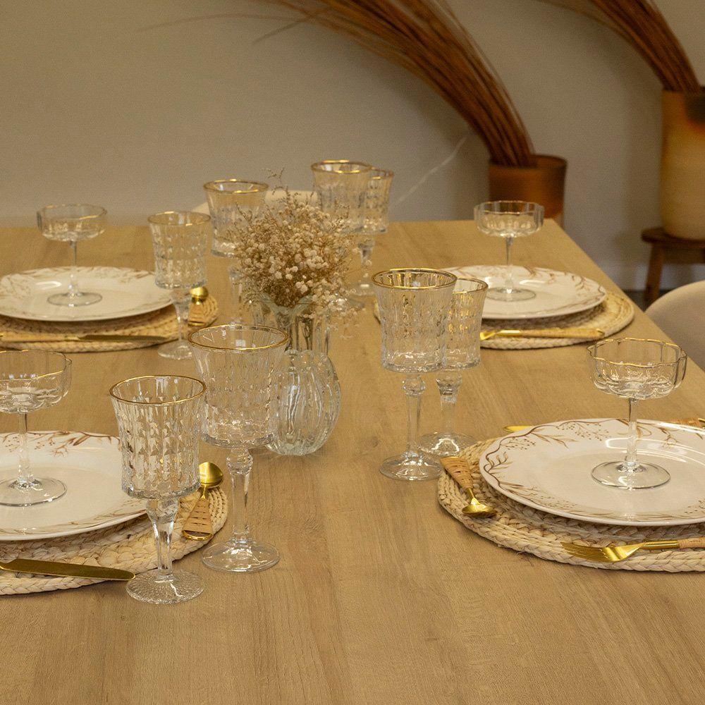 Jogo De Taças Copa E Cia 6 Peças Vitreo Com Filete Dourado 21 X 9 Cm - 2