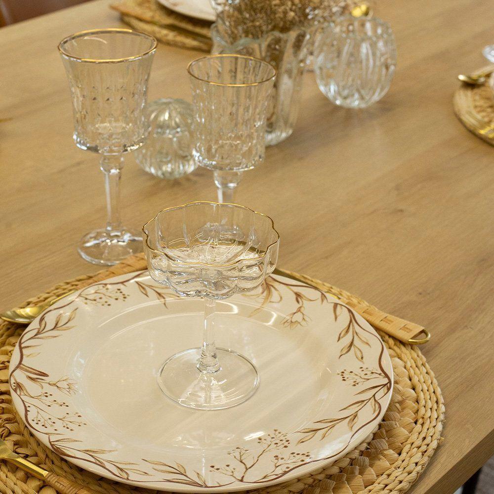 Jogo De Taças Copa E Cia 6 Peças Vitreo Com Filete Dourado 21 X 9 Cm - 3