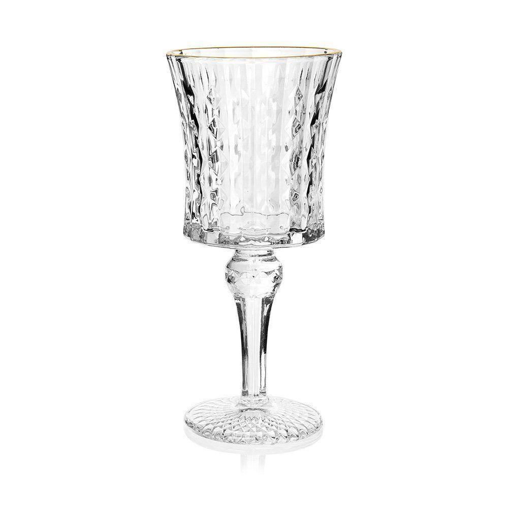 Jogo De Taças Copa E Cia 6 Peças Vitreo Com Filete Dourado 21 X 9 Cm - 5