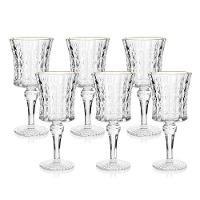 Jogo De Taças Copa E Cia 6 Peças Vitreo Com Filete Dourado 21 X 9 Cm - 1