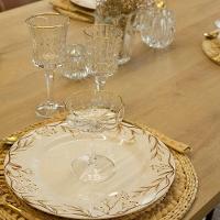 Jogo De Taças Copa E Cia 6 Peças Vitreo Com Filete Dourado 21 X 9 Cm - 3