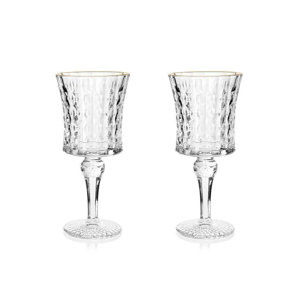 Jogo De Taças Copa E Cia 2 Peças Vitreo Com Filete Dourado 21 X 9 Cm - 1